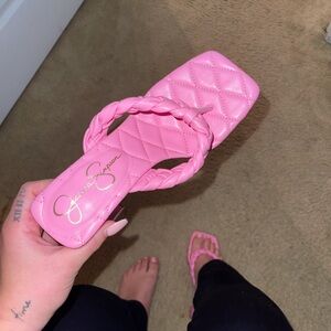 Jessica Simpson Zaliye Women’s Faux Leather Block Heels Side Sandals